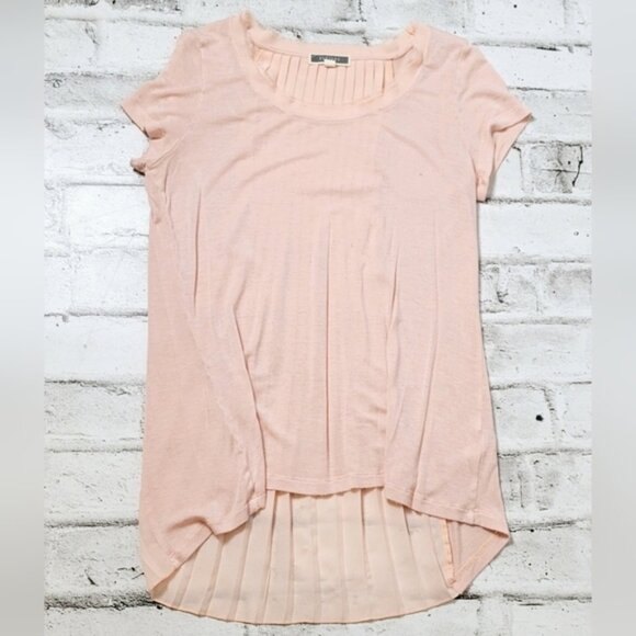Pletone Pink Soft Tee Pleated Sheer Back - Picture 2 of 8